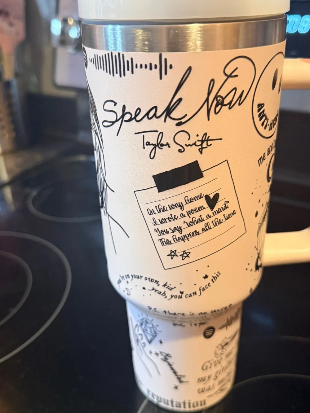 Taylor Swift White & Black 1989 Graphic Travel Tumbler